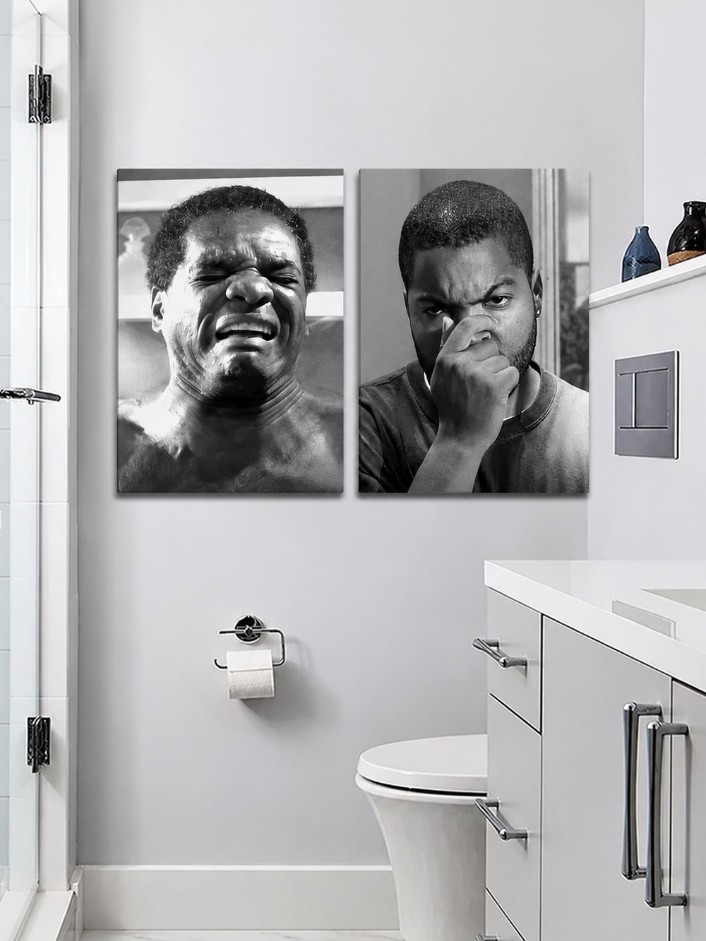 Black & White “Friday” Celebrity Portrait | Guest Bathroom Funny Faces